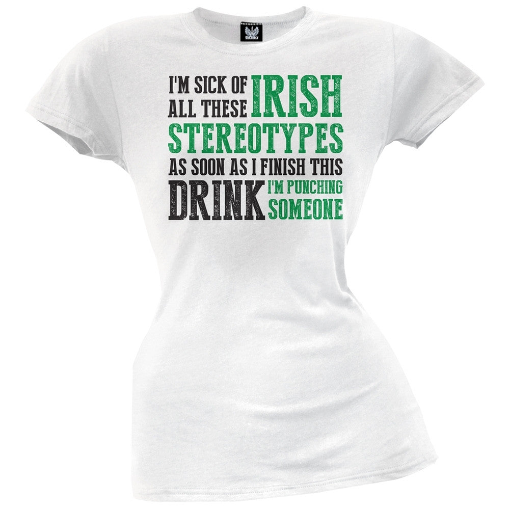 Irish Stereotypes Juniors T-Shirt Juniors T-Shirts Old Glory   