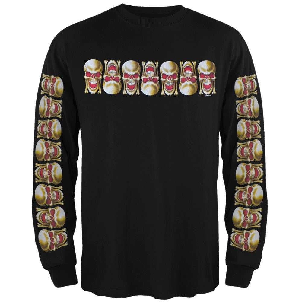 Laughing Skulls Long Sleeve T-Shirt Men's Long Sleeves Old Glory LG Black 