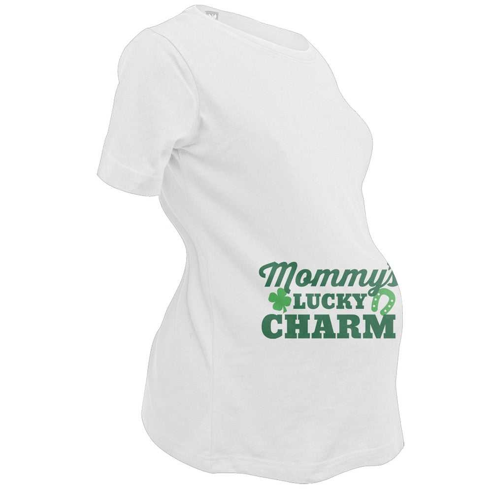 St. Patricks Day - Mommy's Lucky Charm Maternity T-Shirt Maternity T-Shirts Old Glory   