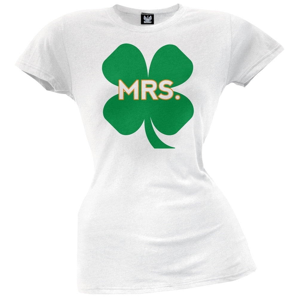 St. Patricks Day - Mrs. Shamrock Juniors T-Shirt Juniors T-Shirts Old Glory   