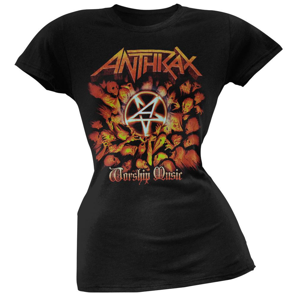 Anthrax - Worship Music Juniors T-Shirt Men's T-Shirts Anthrax SM Black 