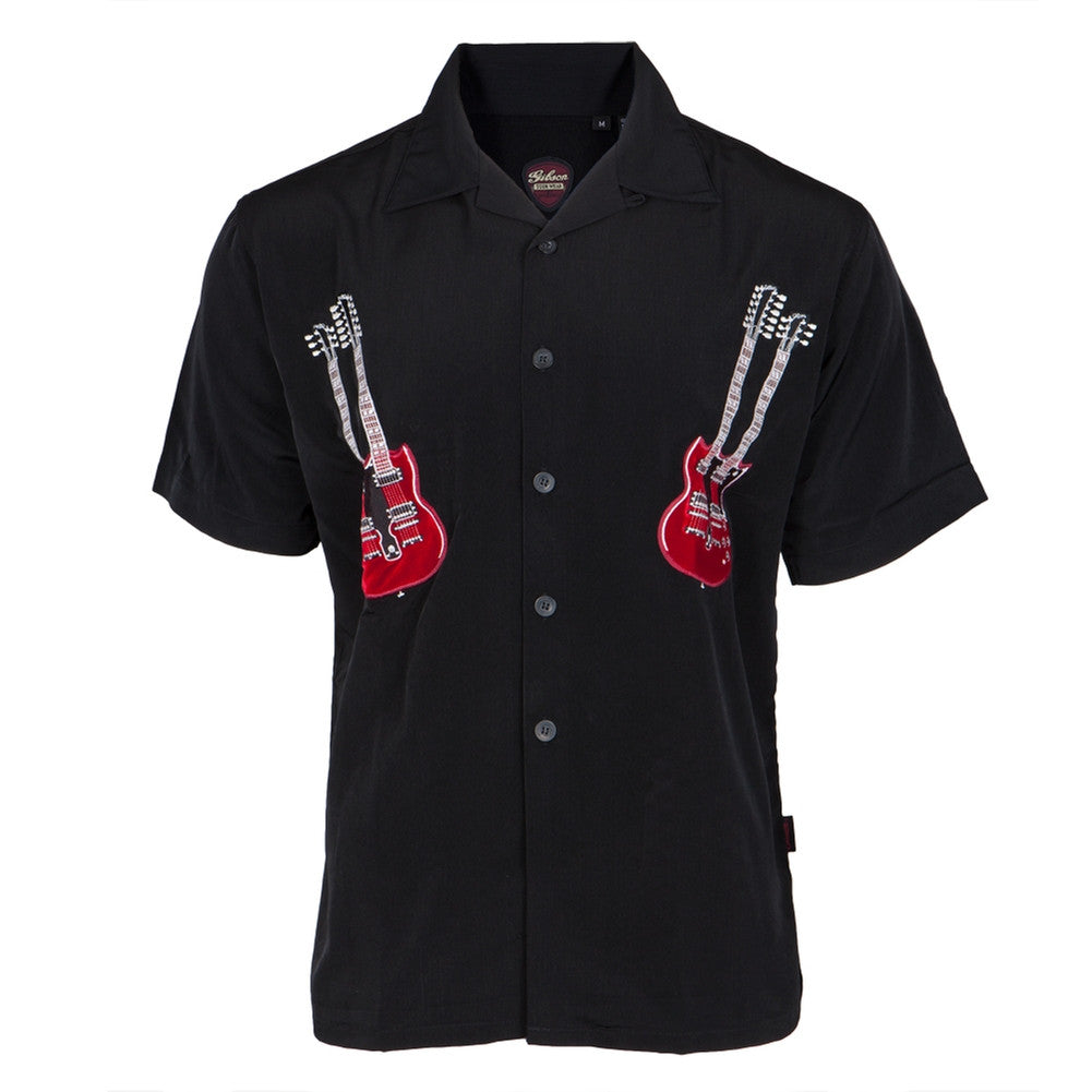 Double Neck Guitars Men's Club Shirt Men's Club Shirts Rock 'N Roll MD Black