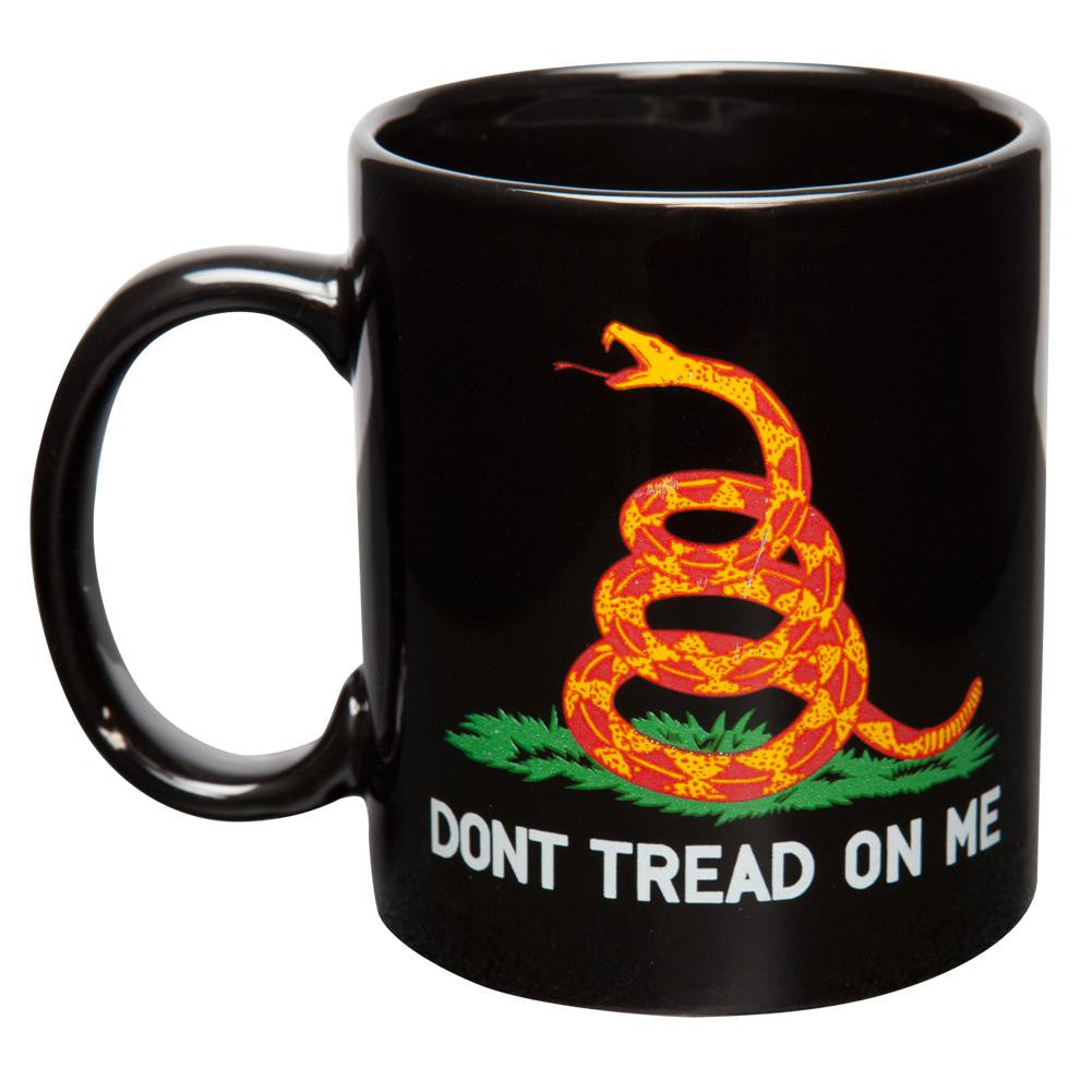 Don't Tread On Me Gadsden Flag Black Coffee Mug & Flag Set Coffee Mugs Old Glory   