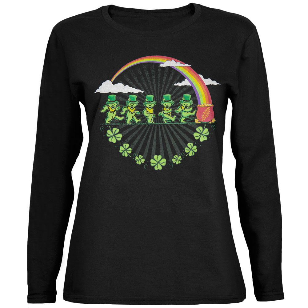 Grateful Dead - Leprechaun Bears Black Juniors Long Sleeve T-Shirt Juniors Long Sleeves Grateful Dead   