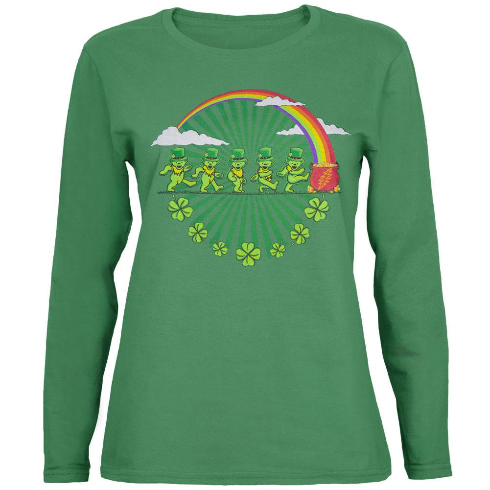 Grateful Dead - Leprechaun Bears Grass Juniors Long Sleeve T-Shirt Juniors Long Sleeves Grateful Dead   