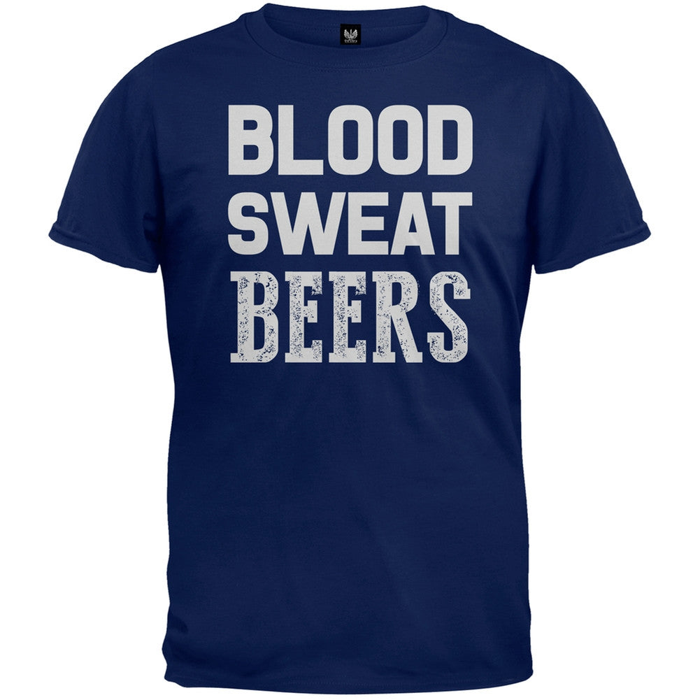 Blood Sweat Beers T-Shirt Men's T-Shirts Old Glory SM Dark Blue 