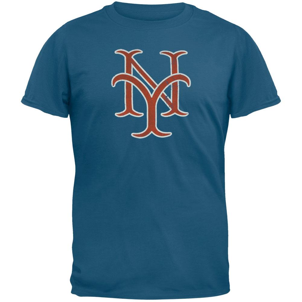 New York Mets - NY Logo Soft Adult T-Shirt Men's T-Shirts New York Mets SM Blue 