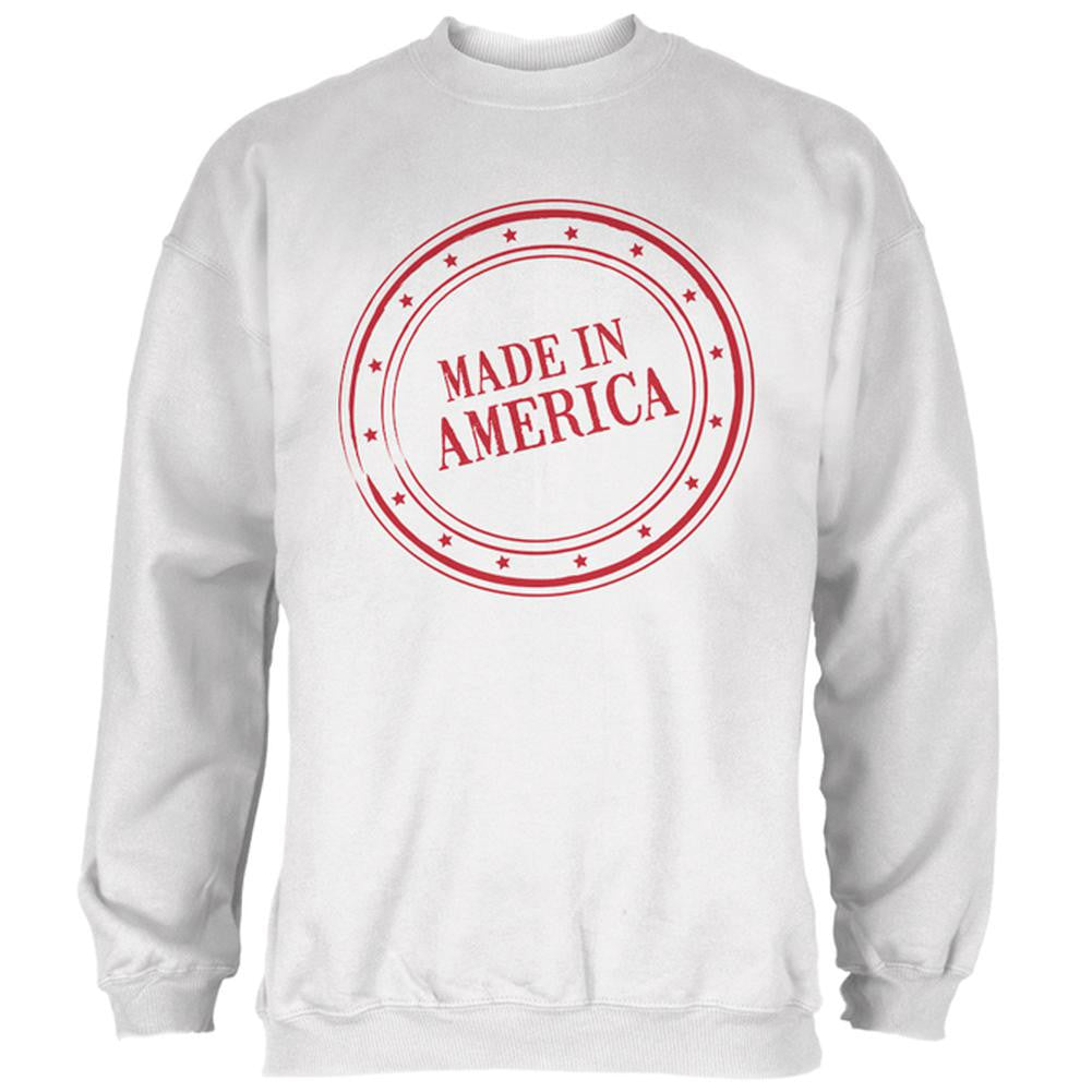 Made in America Mens Sweatshirt Men's Sweatshirts Old Glory LG White 