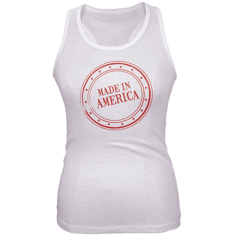 Made in America Juniors Tank Top Juniors Tank Tops Old Glory 2XL White 