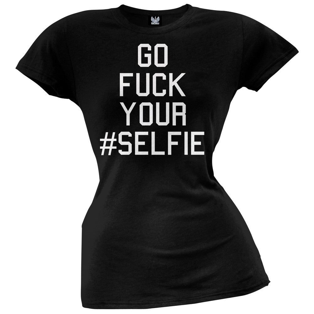 Go Fuck Yourself #SELFIE Pink Juniors T-Shirt Juniors T-Shirts Old Glory LG Black 