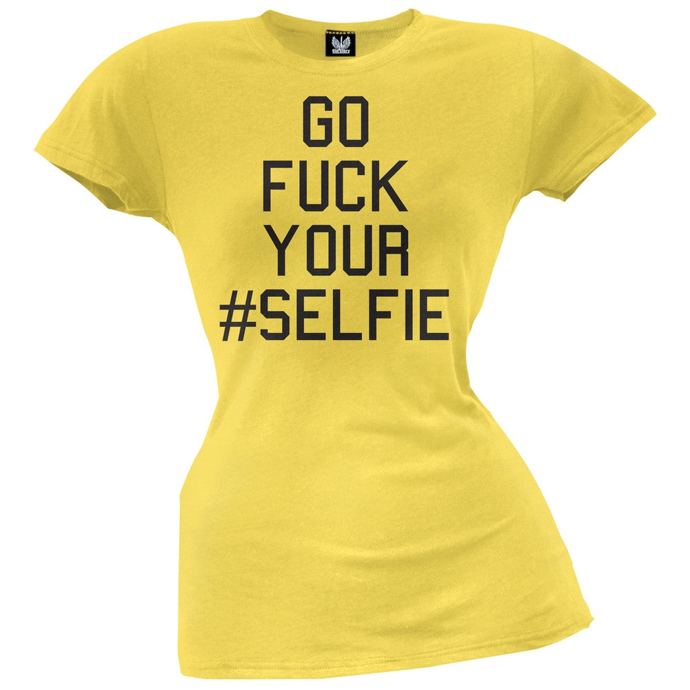 Go Fuck Yourself #SELFIE Pink Juniors T-Shirt Juniors T-Shirts Old Glory LG Yellow 