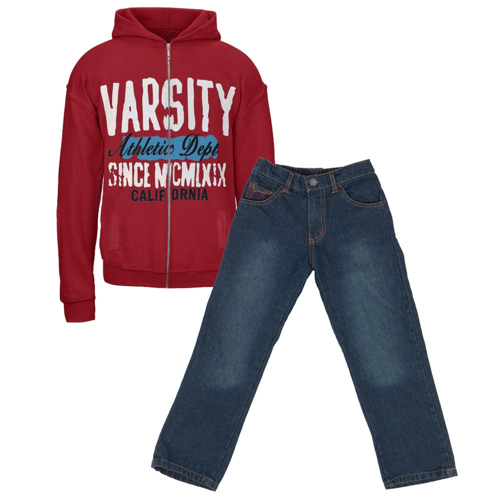 Varsity Athletic Dept Red Hoodie & Jeans Juvy Set Juvenile Sets Old Glory   