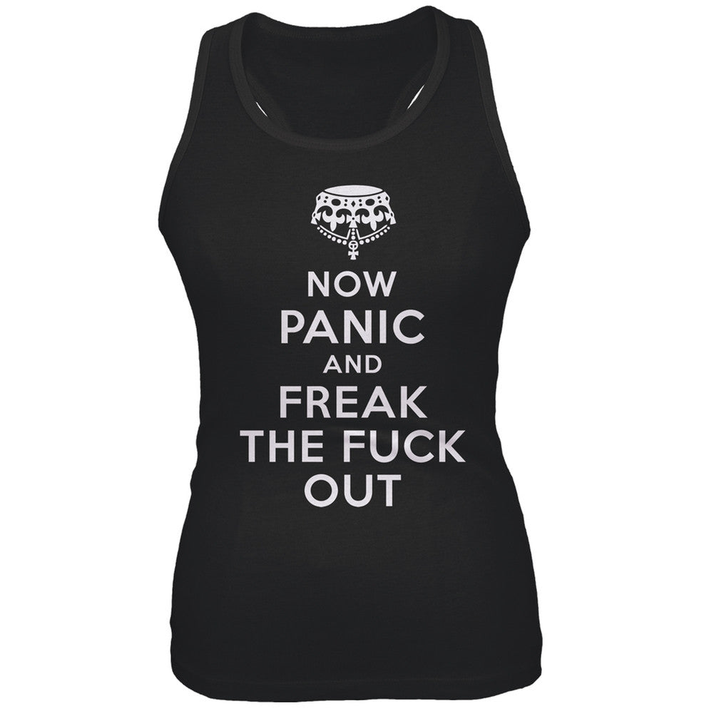 Now Panic and Freak the Fuck Out Juniors Tank Top Juniors Tank Tops Old Glory 2XL Black 