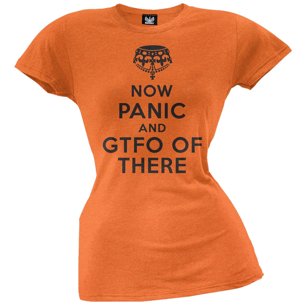 Now Panic and GTFO of There Juniors T-Shirt Juniors T-Shirts Old Glory   