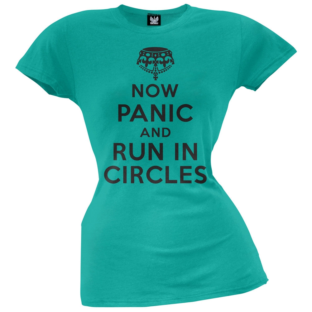 Now Panic and Run In Circles Juniors T-Shirt Juniors T-Shirts Old Glory   