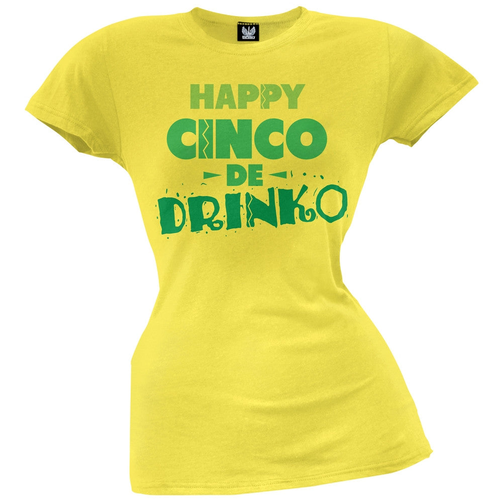 Cinco De Mayo - Happy Cinco de Drinko Juniors T-Shirt Juniors T-Shirts Old Glory   