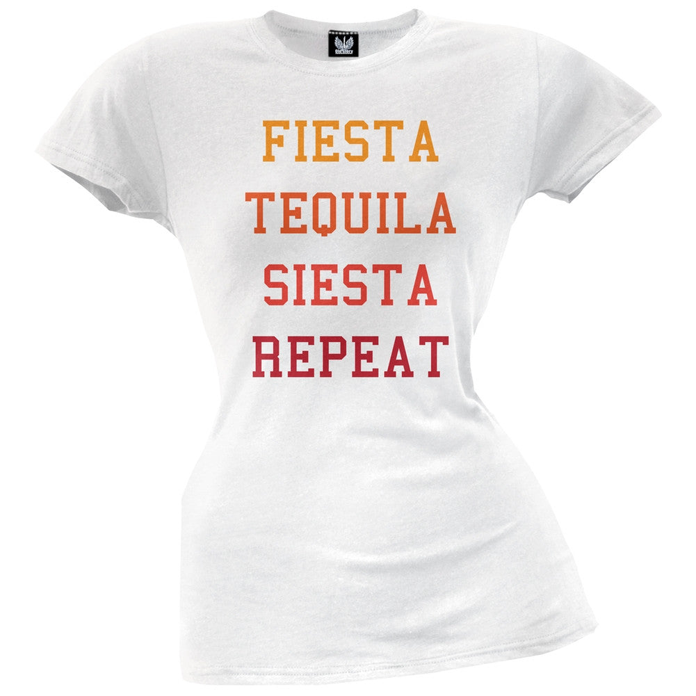 Cinco De Mayo - Fiesta Tequila Siesta Repeat Juniors T-Shirt Juniors T-Shirts Old Glory   