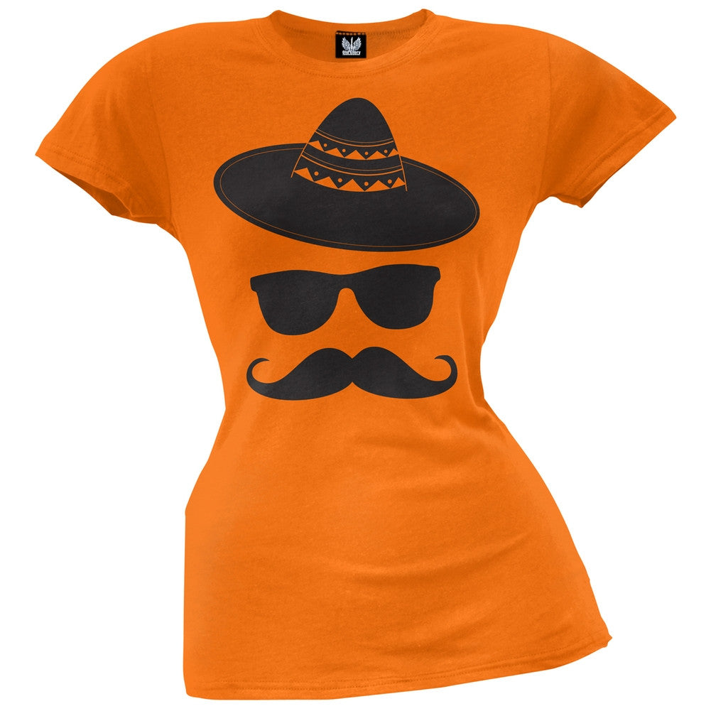 Cinco De Mayo - Mustache Sombrero Juniors T-Shirt Juniors T-Shirts Old Glory   