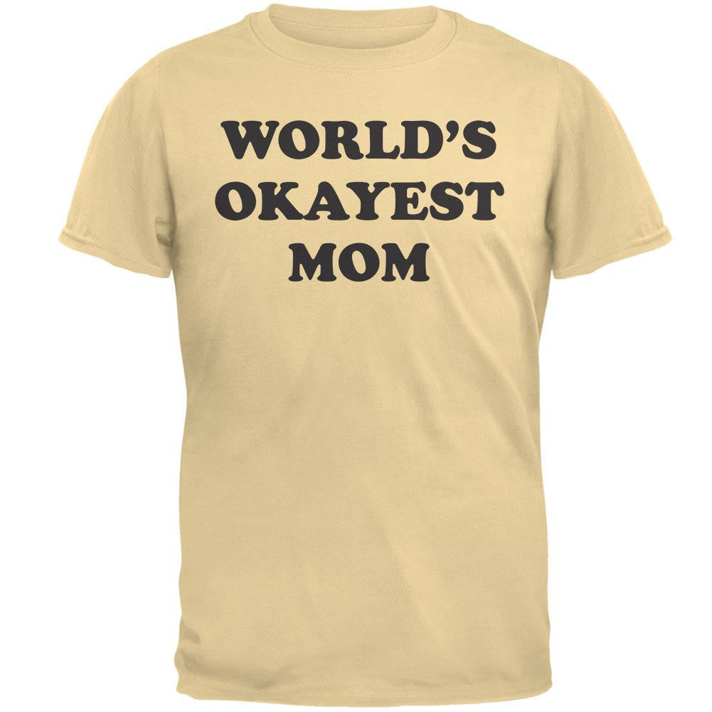 World's Okayest Mom T-Shirt Men's T-Shirts Old Glory LG Yellow 