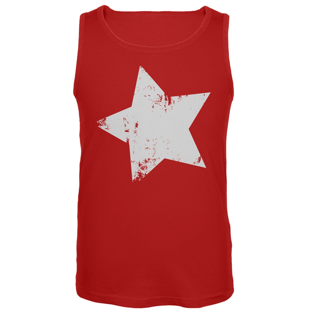 Distressed Star Red Tank Top Men's Tank Tops Old Glory LG Red 