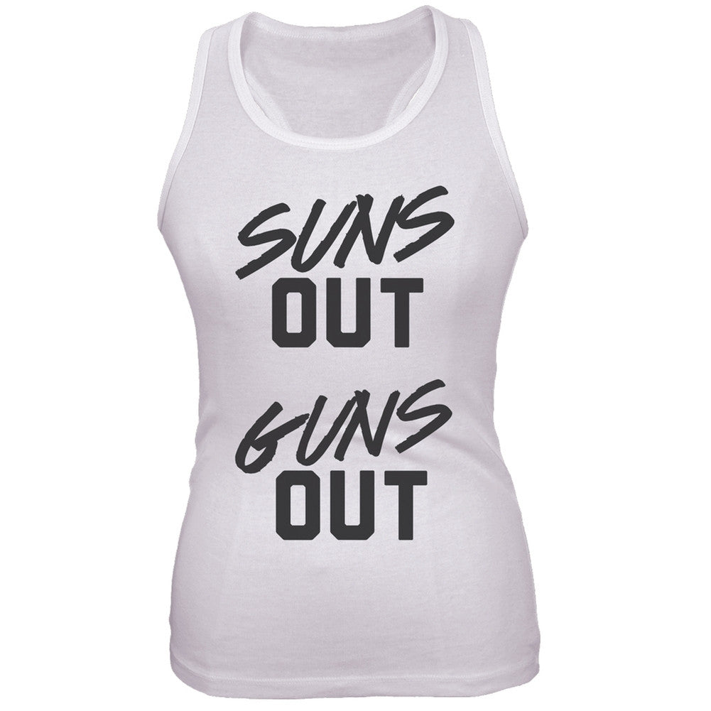 Suns Out Guns Out Juniors Tank Top Juniors Tank Tops Old Glory 2XL White 