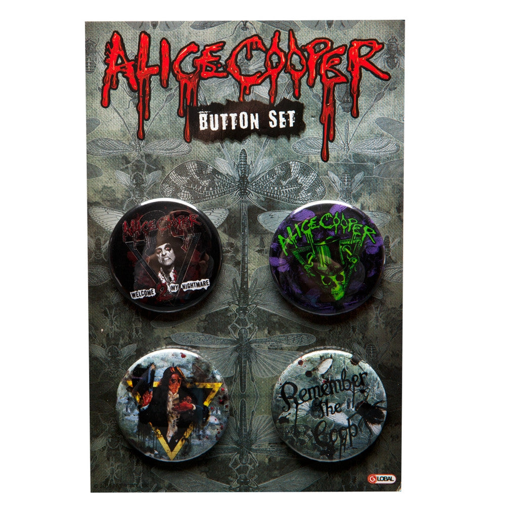 Alice Cooper - Four Piece Button Set Buttons Old Glory OS Multi 