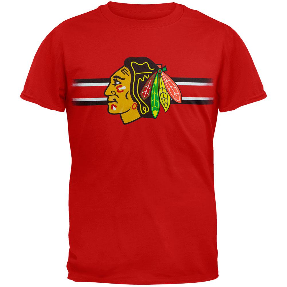 Chicago Blackhawks - Bar Stripe Logo Youth T-Shirt Youth T-Shirts Chicago Blackhawks LG Red 