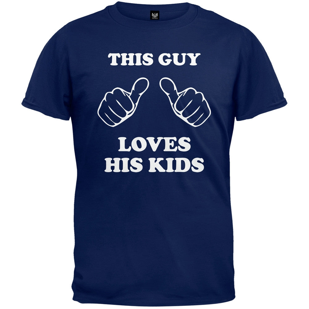 Father's Day This Guy Loves His Kids Black Adult T-Shirt Men's T-Shirts Old Glory   