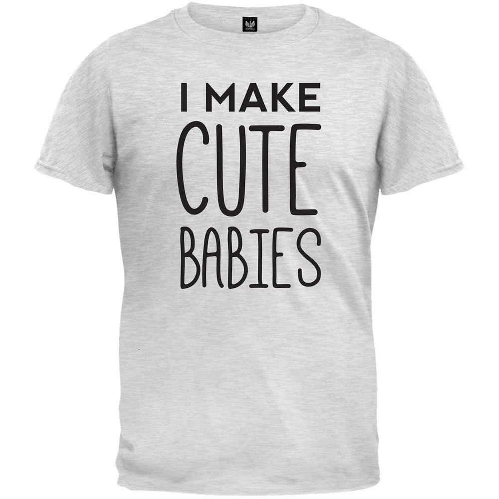 Father's Day I Make Cute Babies Dark Heather Adult T-Shirt Men's T-Shirts Old Glory   