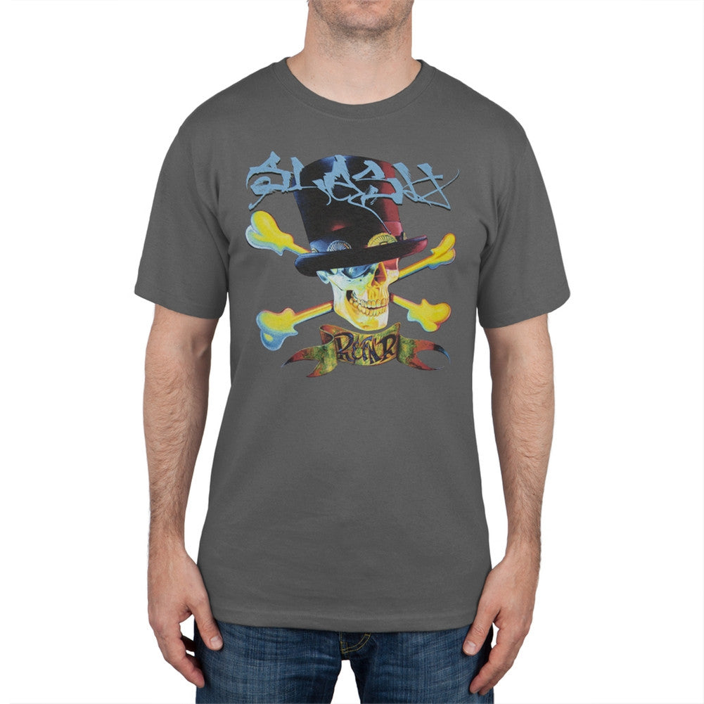 Slash - Blue Letters Top Hat Crossbones T-Shirt Men's T-Shirts Slash   