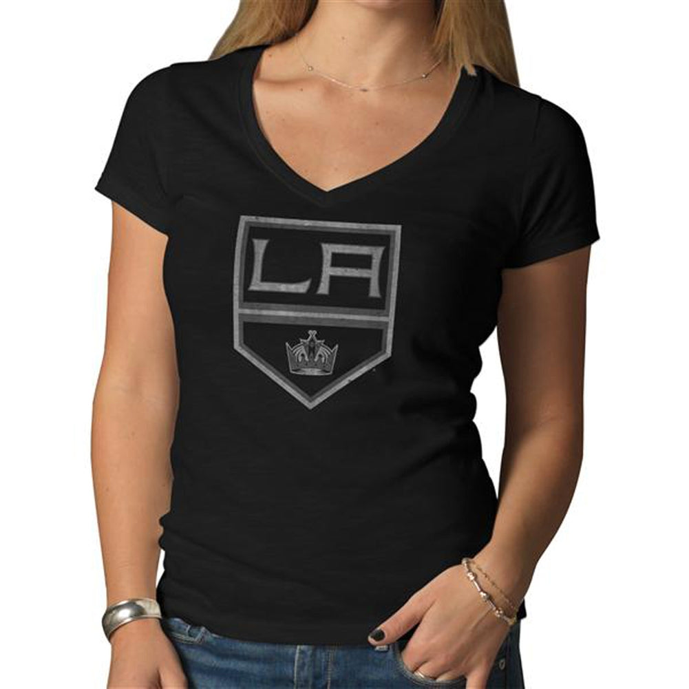 Los Angeles Kings - Crown Logo Scrum Juniors Premium V-Neck T-Shirt Men's T-Shirts Los Angeles Kings LG Black 