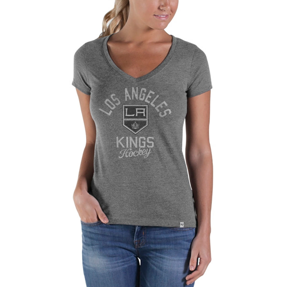 Los Angeles Kings - Hockey Lock Sophomore Juniors Premium V-Neck T-Shirt Juniors T-Shirts NHL Playoffs SM Grey