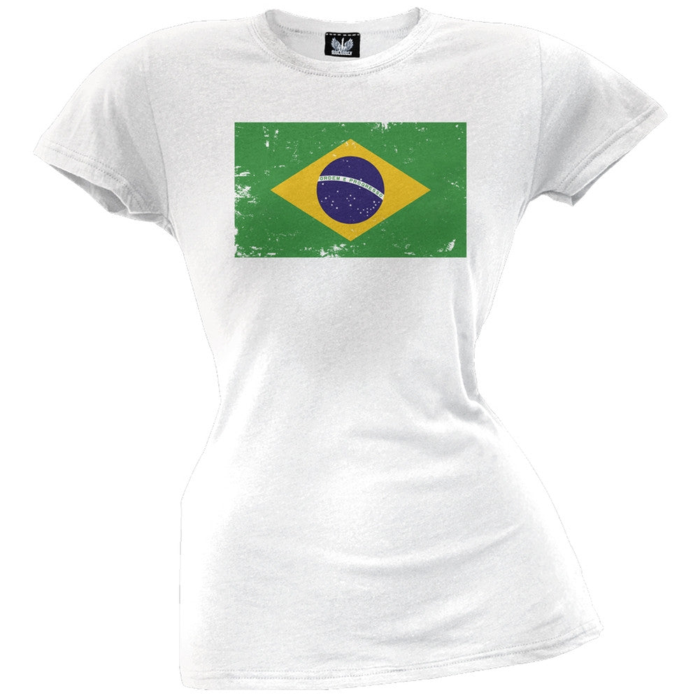 World Cup Brazil Distressed Flag Juniors T-Shirt Juniors T-Shirts FIFA   