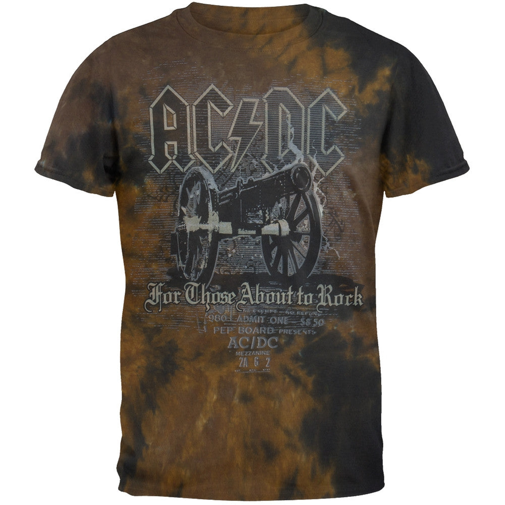 AC/DC - For Those About To Rock Brown Tie Dye T-Shirt Men's T-Shirts AC/DC MD Brown 