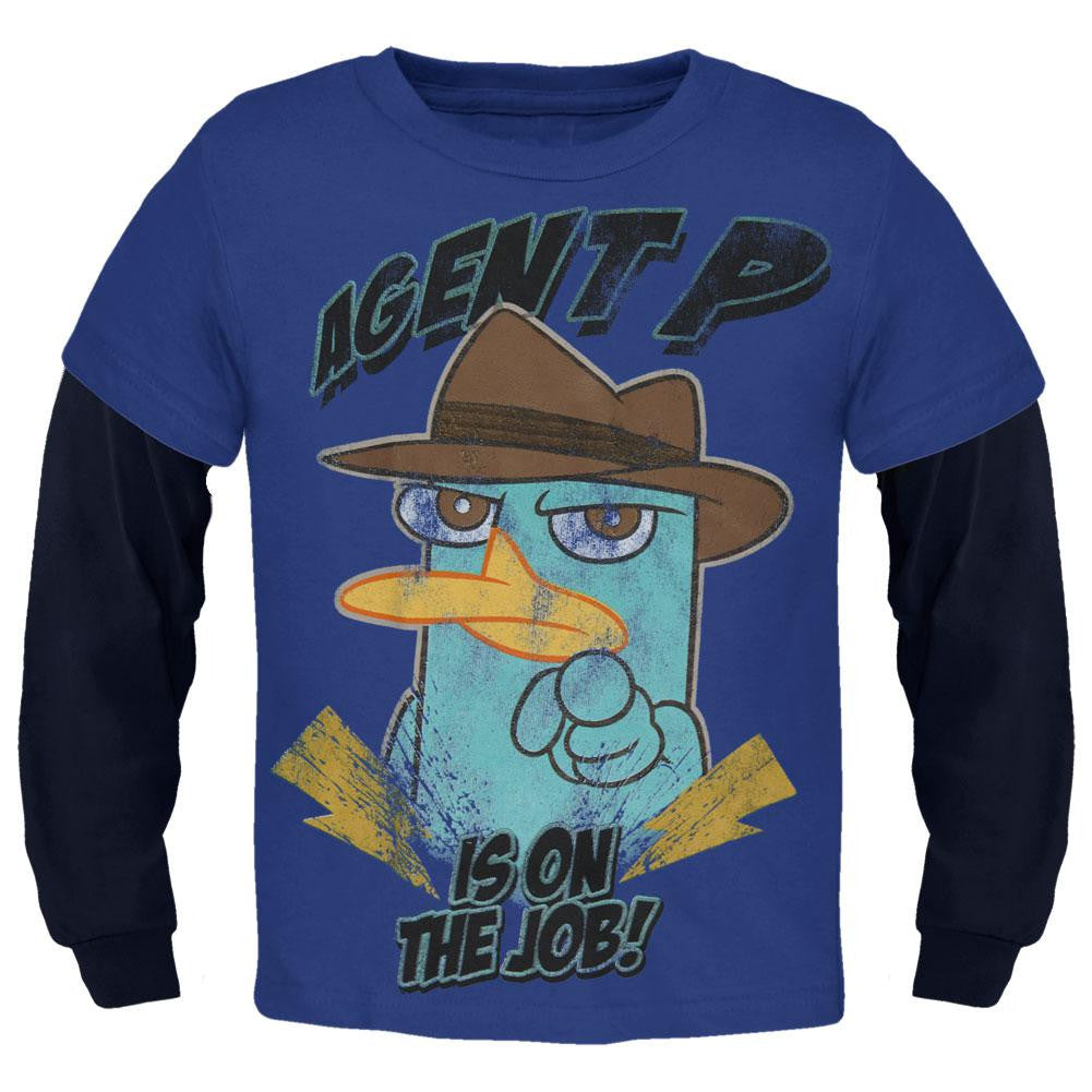 Phineas & Ferb - Agent P On the Job Juvy 2fer Long Sleeve T-Shirt Juvenile Long Sleeves Phineas and Ferb J4 Blue 