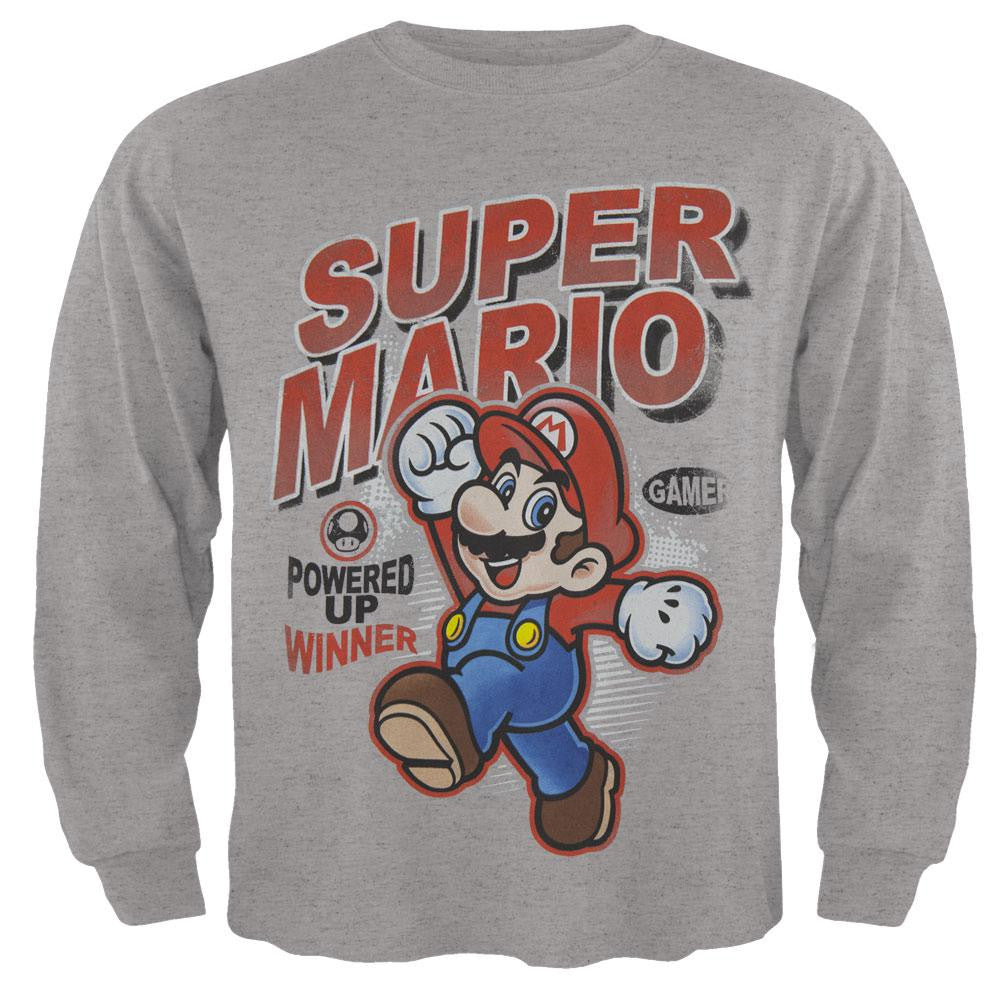 Nintendo - Powered Up Winner Juvy Long Sleeve T-Shirt Juvenile Long Sleeves Nintendo J7 Grey 