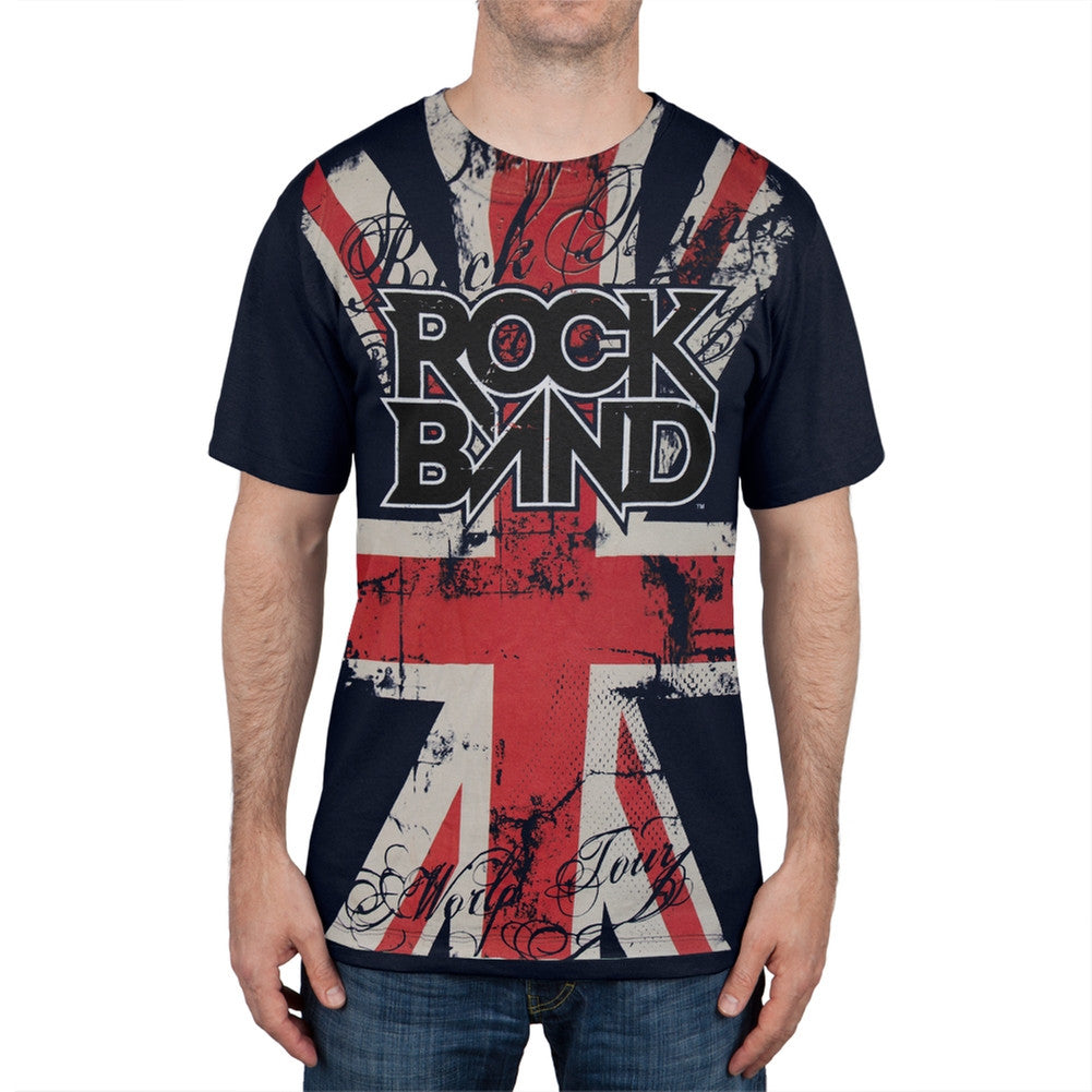 Rock Band - Union Jack All-Over T-Shirt Men's T-Shirts Rock Band SM Dark Blue 