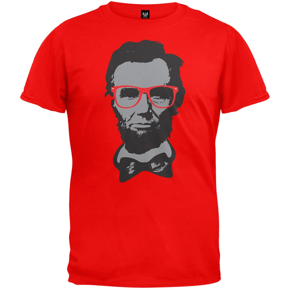 Abraham Lincoln Hipster Geek Glasses T-Shirt Men's T-Shirts Old Glory 2XL Red 