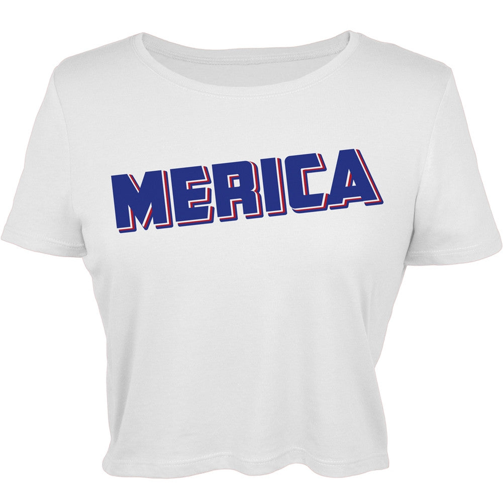 MERICA Juniors Crop Top Juniors T-Shirts Old Glory   