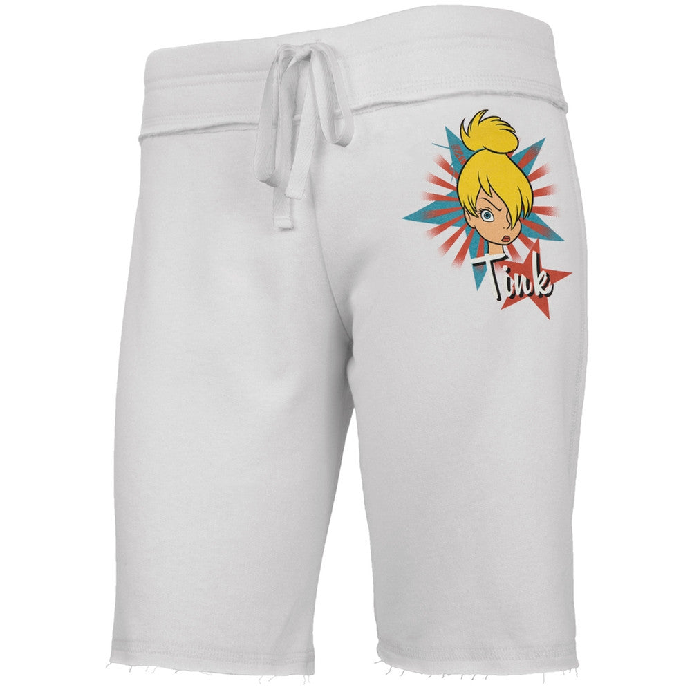 Tinkerbell - Face Star Burst White Juniors Drawstring Shorts Juniors Shorts Tinkerbell LG White