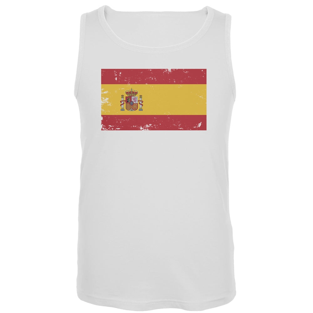 World Cup Spain Distressed Flag Tank Top Men's Tank Tops FIFA 2XL White 