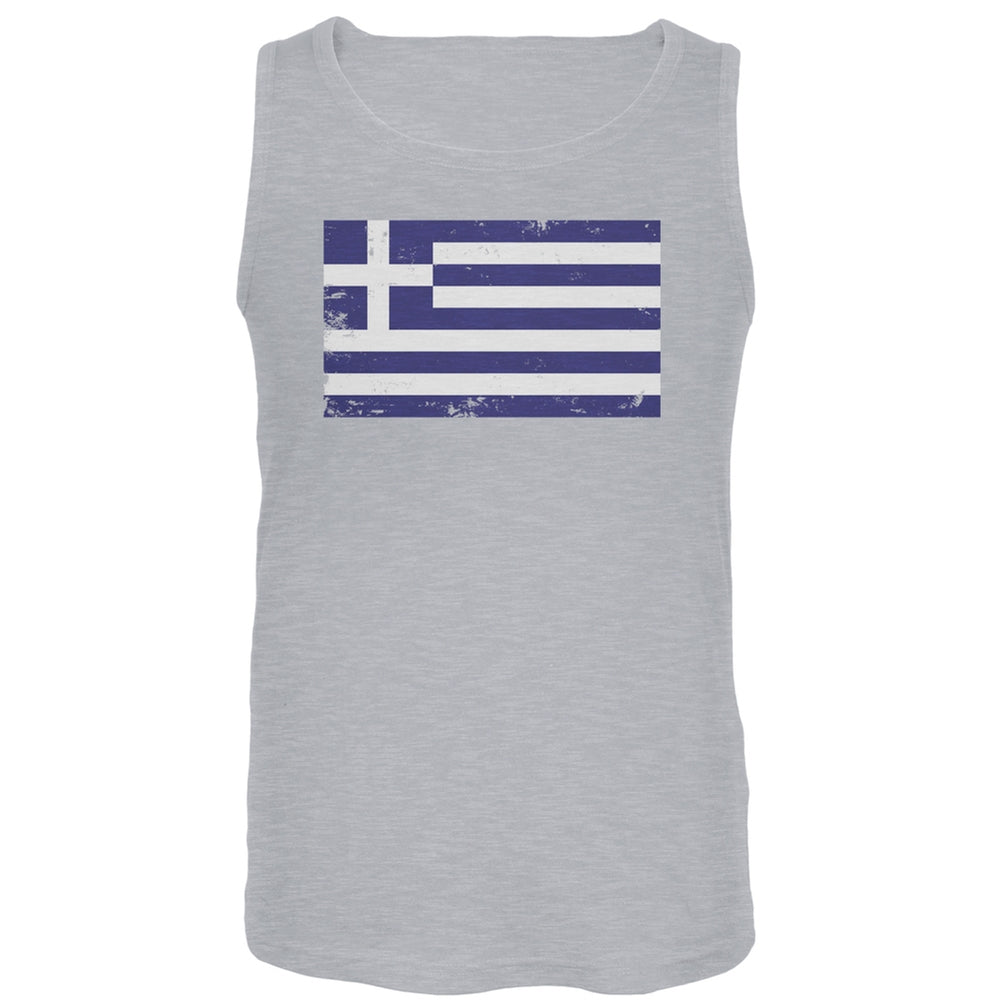 World Cup Greece Distressed Flag Tank Top Men's Tank Tops FIFA LG Grey 