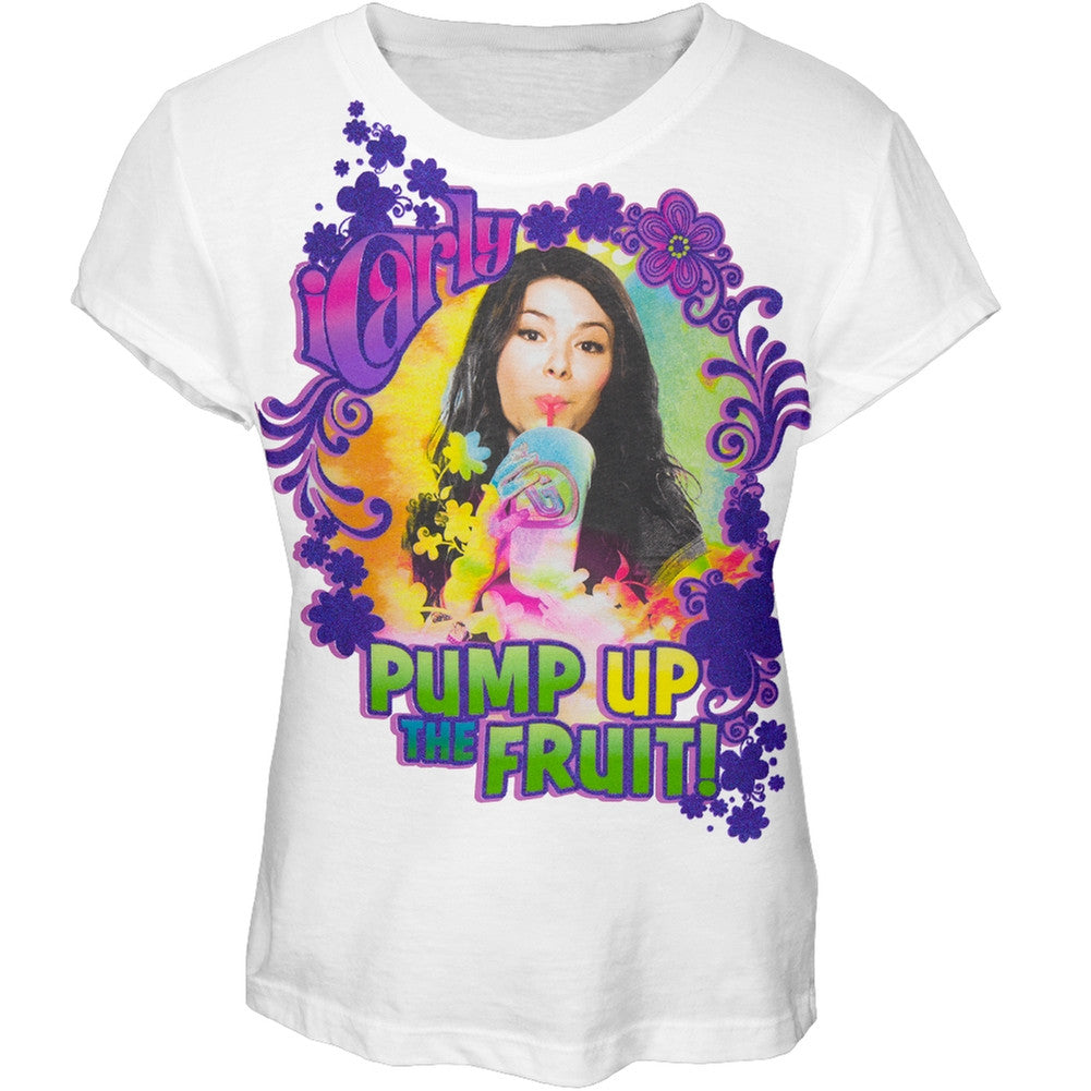 iCarly - Pump Up The Fruit Girls Youth White T-Shirt Youth T-Shirts iCarly SM White