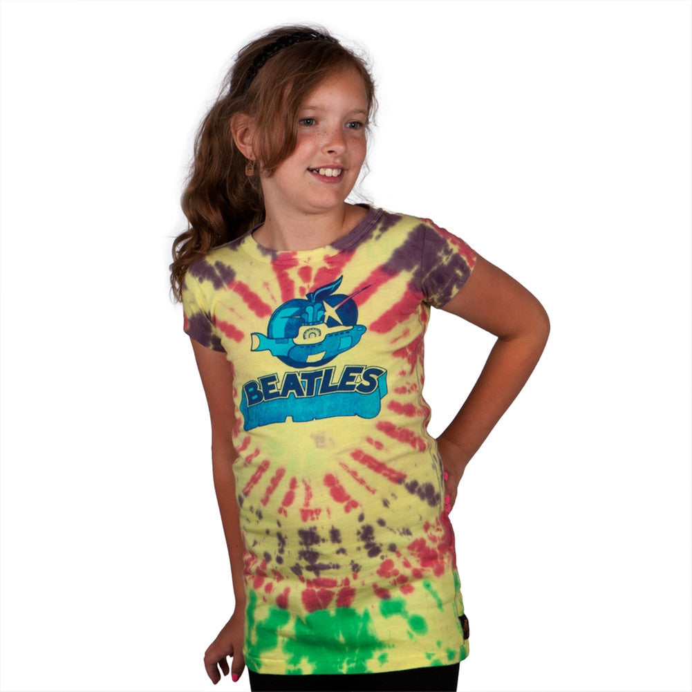 The Beatles - Yellow Sub Tie-Dye Premium Girls Youth T-Shirt Youth T-Shirts The Beatles 5-Apr Multi 