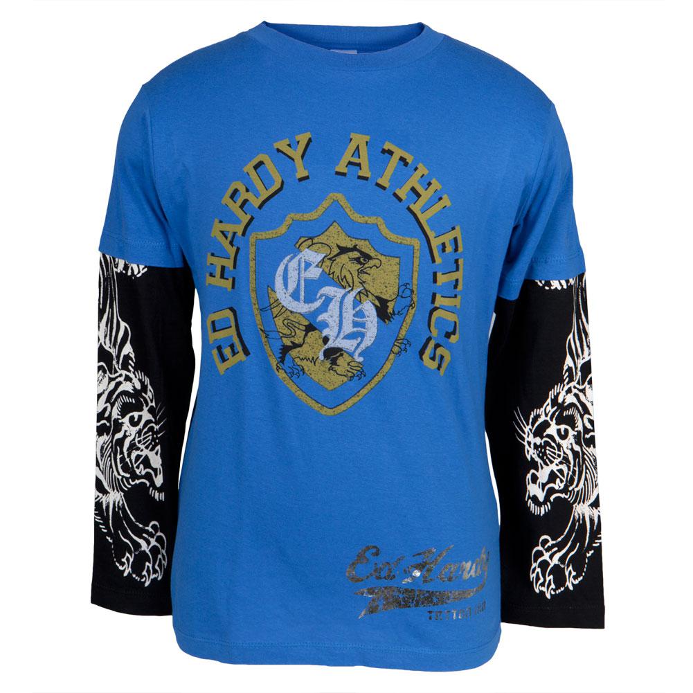 Ed Hardy - Athletics Blue Youth 2fer Youth Long Sleeves Ed Hardy LG Blue 