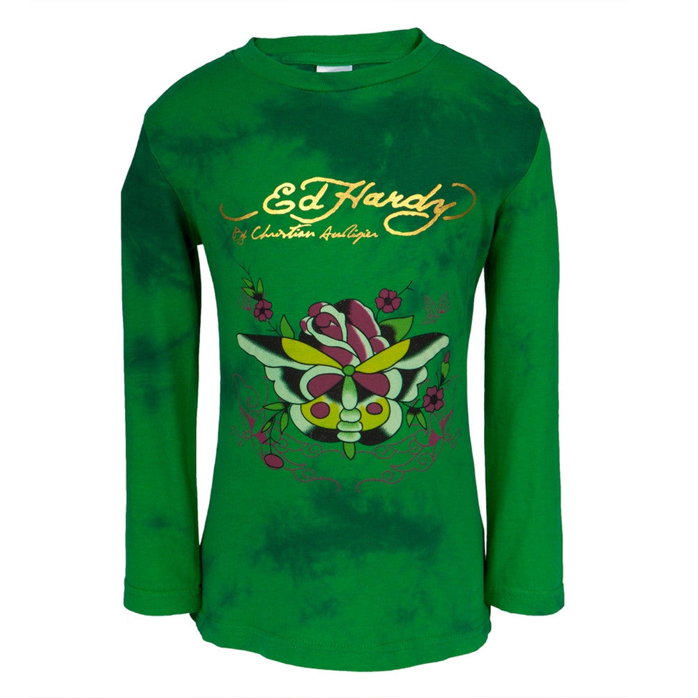 Ed Hardy - Butterfly Rose Girls Juvy Long Sleeve T-Shirt Juvenile Long Sleeves Ed Hardy J4/5 Green 