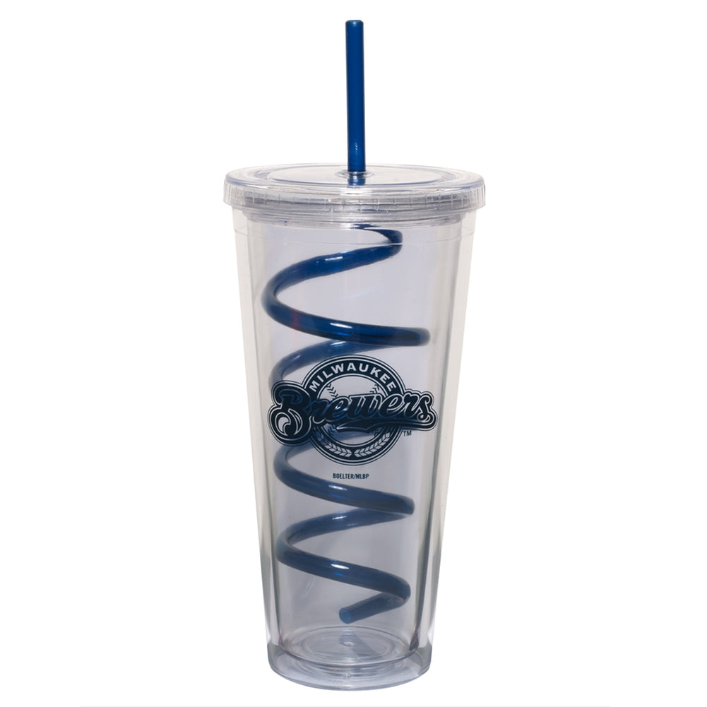 Milwaukee Brewers - Logo 22 oz Acrylic Tumbler With Swirl Straw Travel Mugs Old Glory OS Multicoloured 