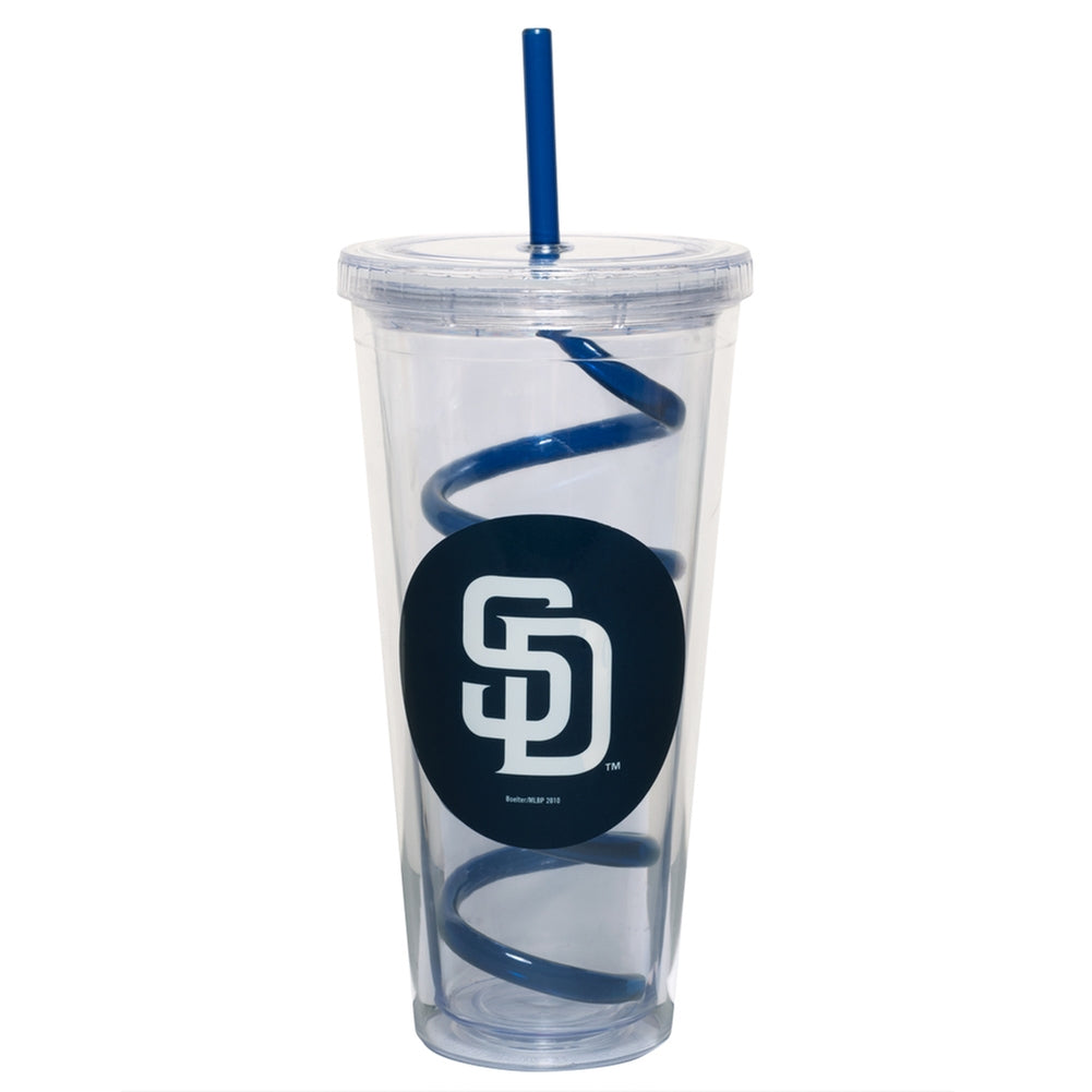 San Diego Padres - Logo 22 oz Acrylic Tumbler With Swirl Straw Travel Mugs Old Glory OS Multicoloured 