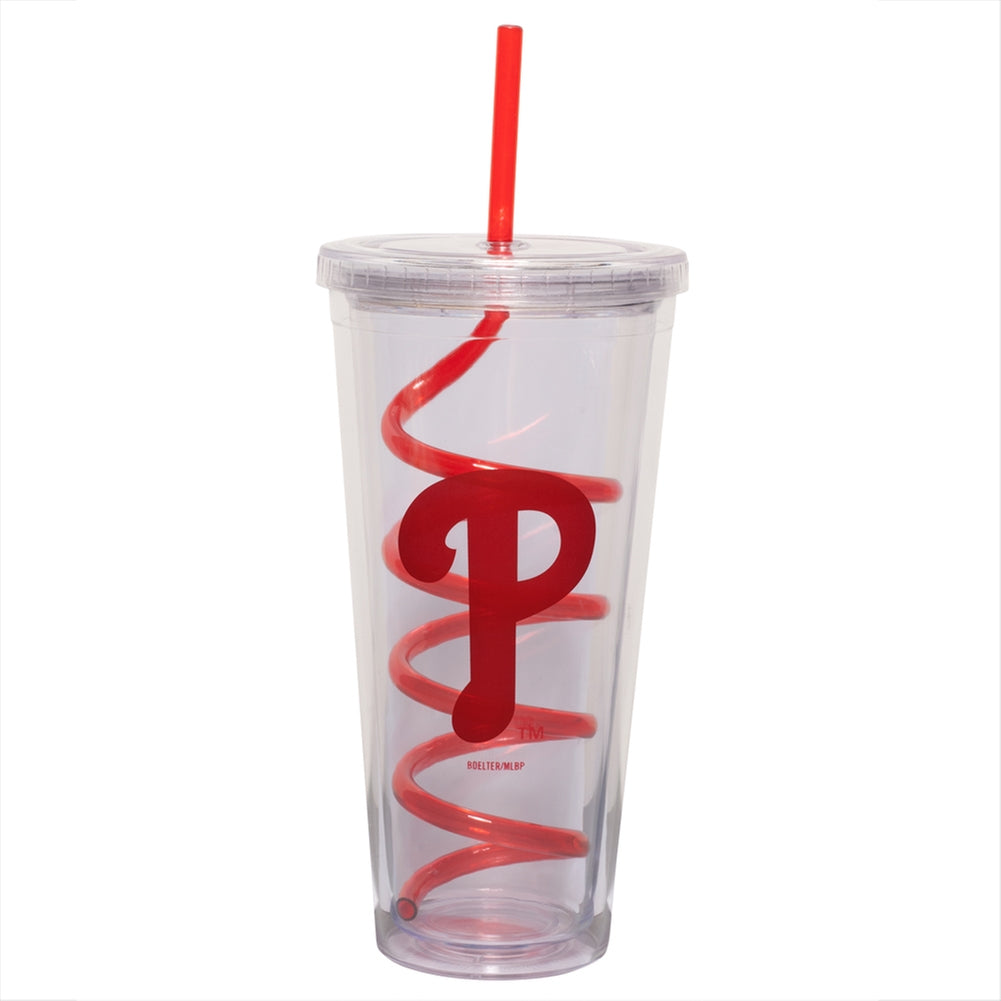 Philadelphia Phillies - Logo 22 oz Acrylic Tumbler With Swirl Straw Travel Mugs Old Glory OS Multicoloured 