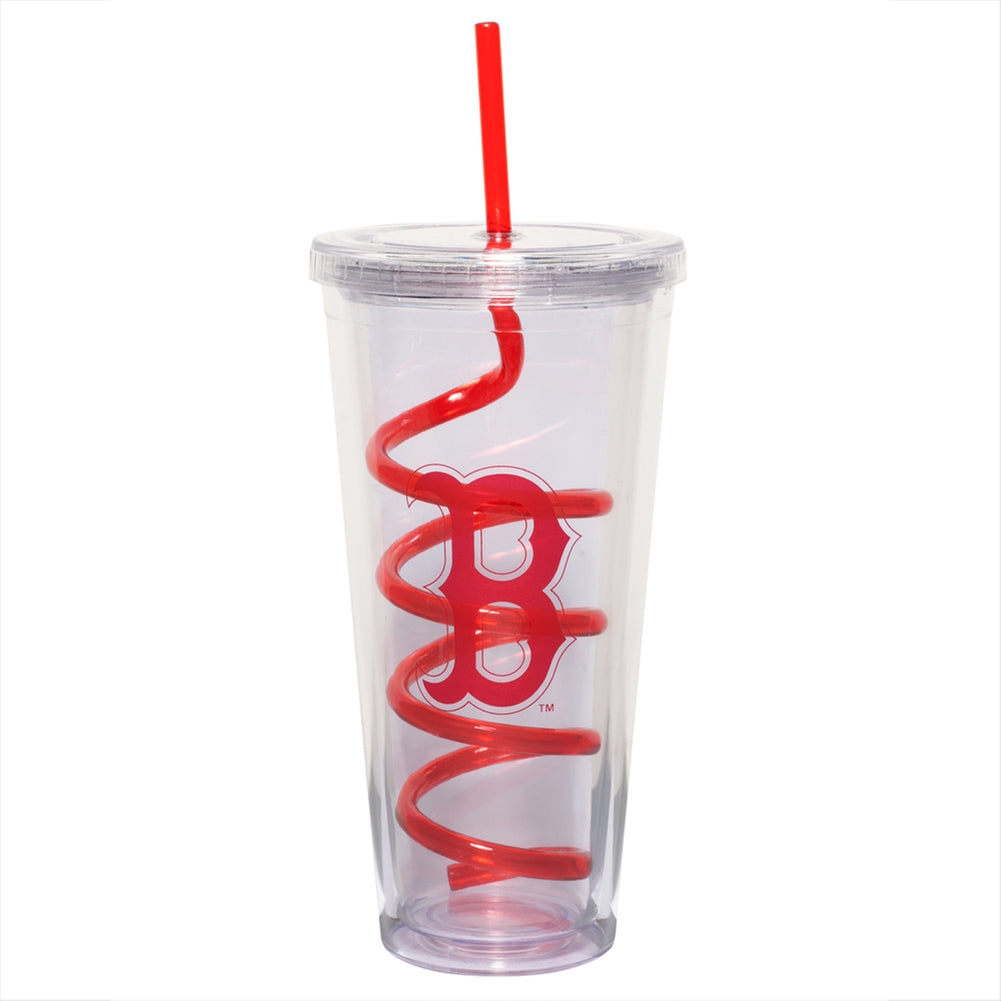 Boston Red Sox - Logo 22 oz Acrylic Tumbler With Swirl Straw Travel Mugs Old Glory OS Multicoloured 